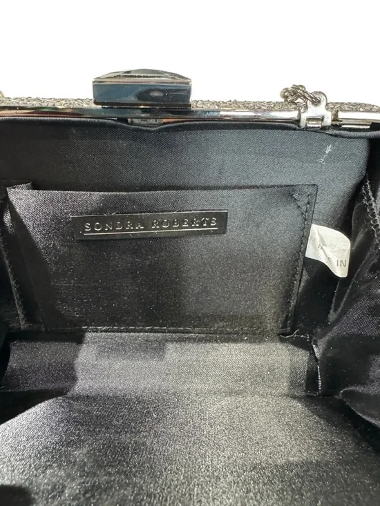 Sondra Roberts Black Glitter Rhinestone Top Lock Chain-Handle Evening Clutch - Picture 2 of 8